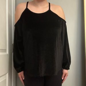 Cold shoulder velvet top